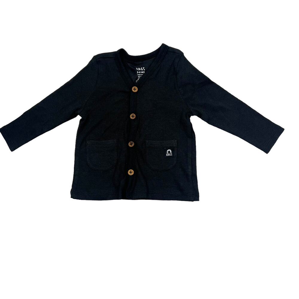 Rags Black Ribbed Cardigan